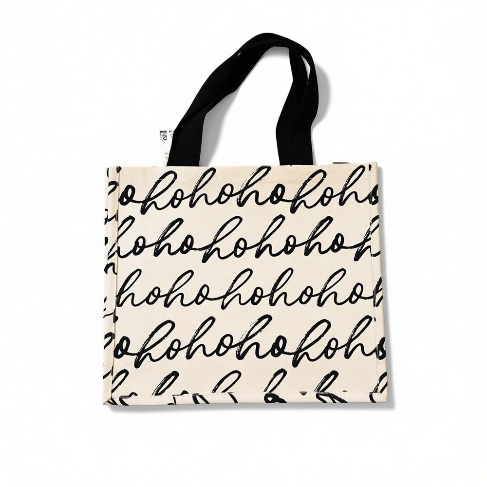 Stylish HOHOHO Cream and Black Canvas Tote Bag